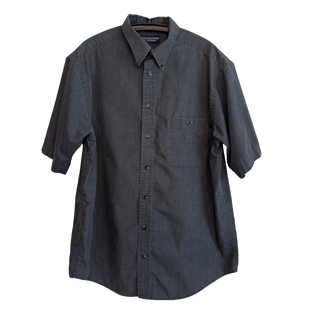 Roundtree & Yorke Mens Button Short Sleeve Shirt L Casual Outdoors Career Basic